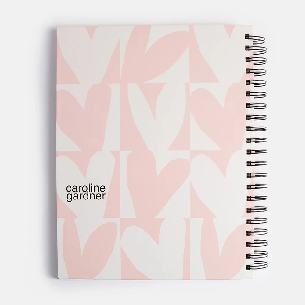 Caroline Gardner Pink Checkmate Hearts A4 Spiral Bound Notebook