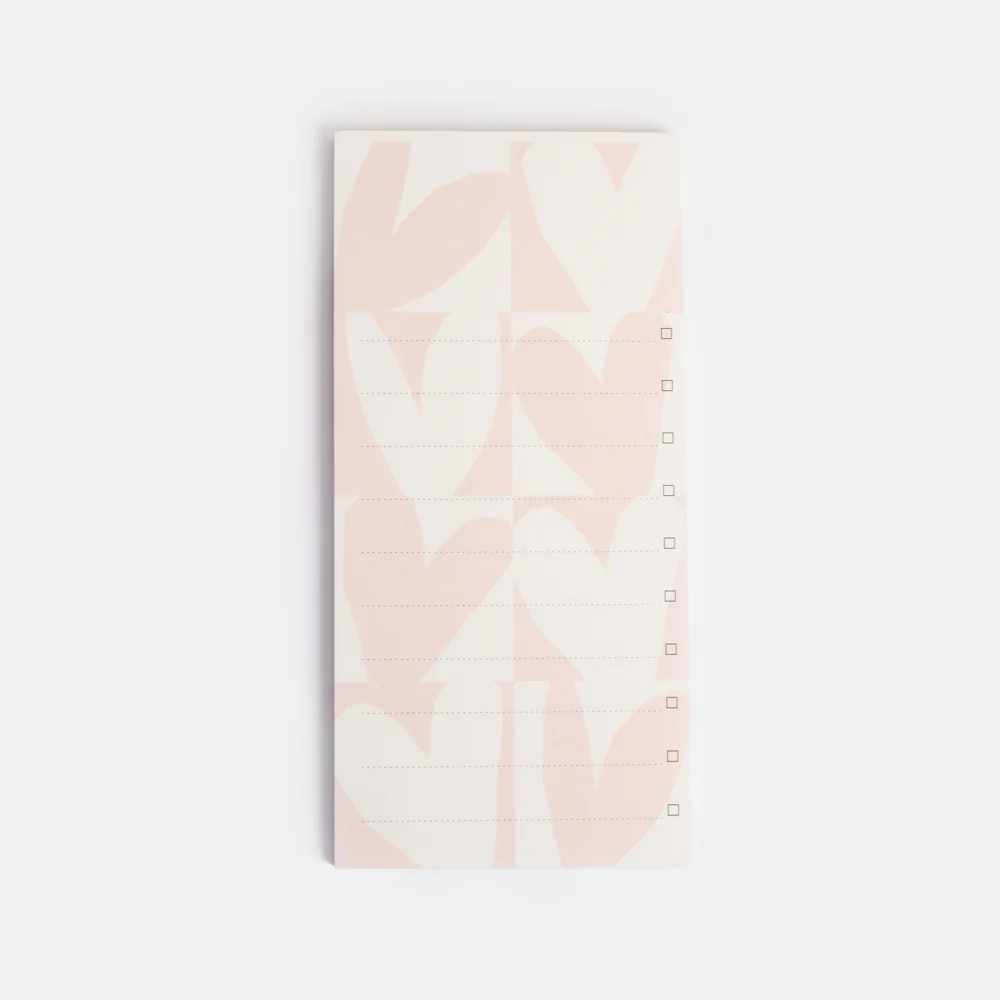 Caroline Gardner Pink Checkmate Heart List Pad