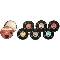 Vintage Record Coasters In Tin