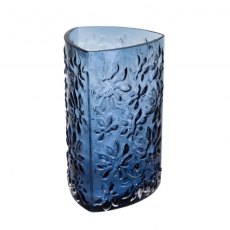 Dartington Crystal Botanical Triangular Vase - Ink Blue