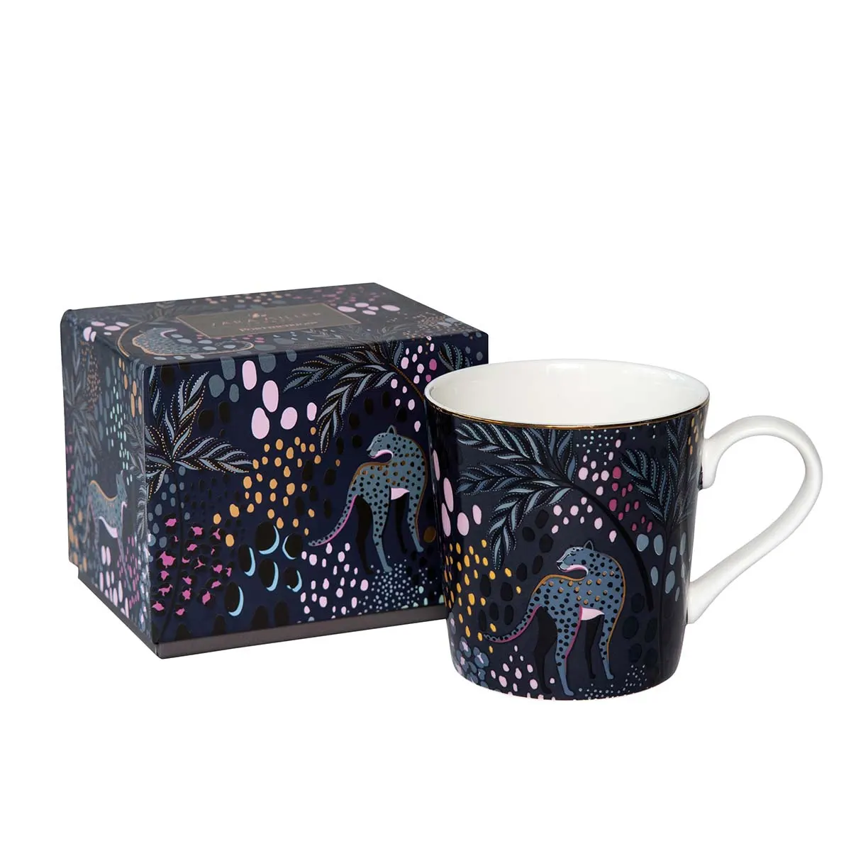 Sara Miller Midnight Leopard Mug