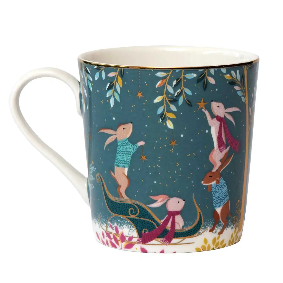 Sara Miller Woodland Tales Mug Rabbit Sleigh