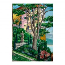 Meryl Watts - Y Dolffin / The Dolphin, Portmeirion Mounted Print A3