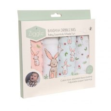 Ziggle Baby Bandana Dribble Bib 4 Pack -  Bunnies