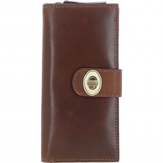 Ashwood Leather Long Purse with Turnlock Brown V91
