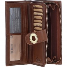 Ashwood Leather Long Purse with Turnlock Brown V91