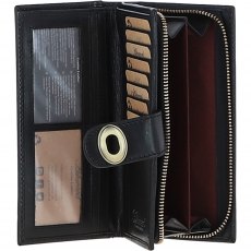 Ashwood Leather Long Purse with Turnlock Black V91