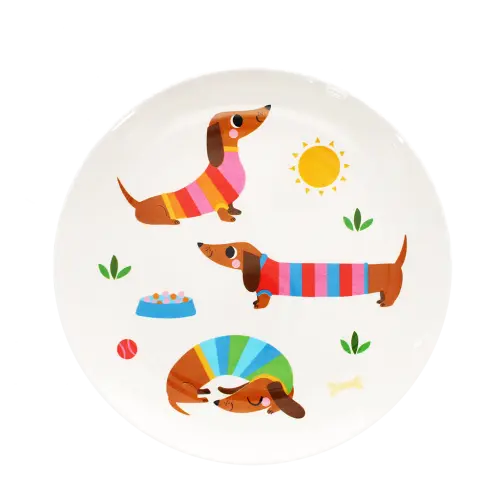Rex London Children's Melamine Plate - Sunny Sausage Dog