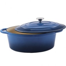 Steelex Bistro 30cm Cast Iron Oval Casserole Dish - Blue