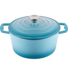 Steelex Bistro Cast Iron Round Casserole Dish - Teal