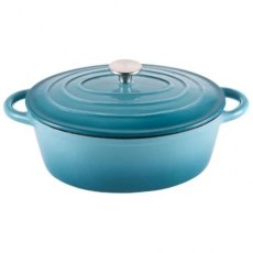 Steelex Bistro 30cm Cast Iron Oval Casserole Dish - Teal