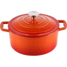 Steelex Bistro Cast Iron Round Casserole Dish - Orange