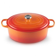 Steelex Bistro 30cm Cast Iron Oval Casserole Dish - Orange