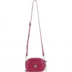 Ashwood Leather Compact Crossbody Bag with Twist Lock & Adjustable Strap - Raspberry Y-53