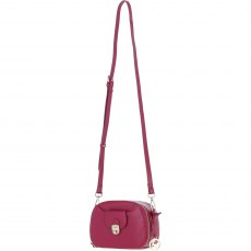 Ashwood Leather Compact Crossbody Bag with Twist Lock & Adjustable Strap - Raspberry Y-53