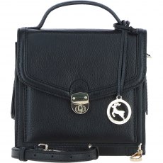 Ashwood Leather Compact Flap Over Handbag with Detachable Crossbody Strap - Black Y-54