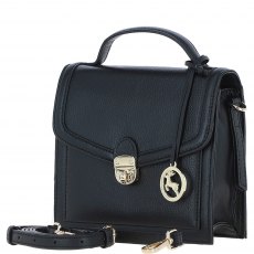 Ashwood Leather Compact Flap Over Handbag with Detachable Crossbody Strap - Black Y-54