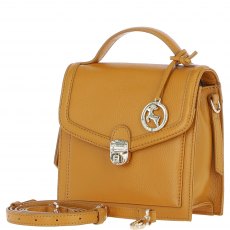 Ashwood Leather Compact Flap Over Handbag with Detachable Crossbody Strap - Mustard Y-54