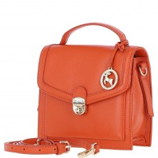 Ashwood Leather Compact Flap Over Handbag with Detachable Crossbody Strap - Orange Y-54