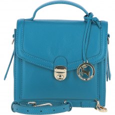 Ashwood Leather Compact Flap Over Handbag with Detachable Crossbody Strap - Turquoise Y-54