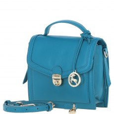 Ashwood Leather Compact Flap Over Handbag with Detachable Crossbody Strap - Turquoise Y-54