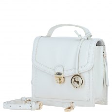 Ashwood Leather Compact Flap Over Handbag with Detachable Crossbody Strap - White Y-54