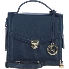 Ashwood Leather Compact Flap Over Handbag with Detachable Crossbody Strap - Navy Y-54