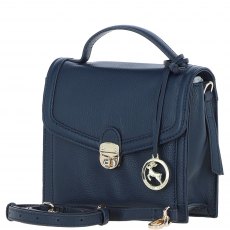 Ashwood Leather Compact Flap Over Handbag with Detachable Crossbody Strap - Navy Y-54