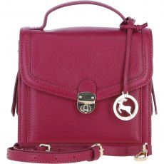 Ashwood Leather Compact Flap Over Handbag with Detachable Crossbody Strap - Raspberry Y-54