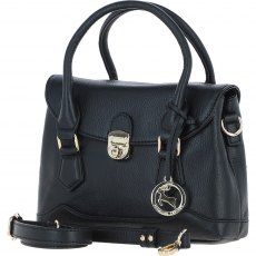 Ashwood Leather Twist Lock Compact Flap Handbag - Black Y-55