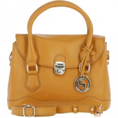 Ashwood Leather Twist Lock Compact Flap Handbag - Mustard Y-55