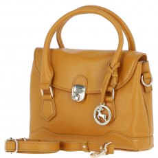 Ashwood Leather Twist Lock Compact Flap Handbag - Mustard Y-55