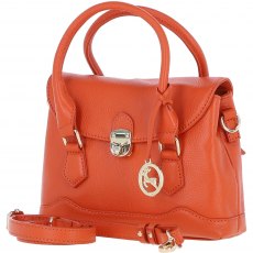 Ashwood Leather Twist Lock Compact Flap Handbag - Orange Y-55