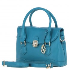 Ashwood Leather Twist Lock Compact Flap Handbag - Turquoise Y-55