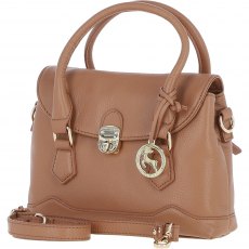 Ashwood Leather Twist Lock Compact Flap Handbag - Butterscotch Y-55