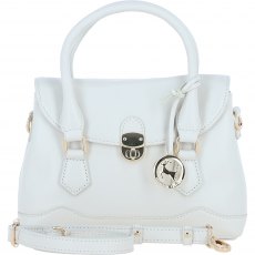Ashwood Leather Twist Lock Compact Flap Handbag - White Y-55