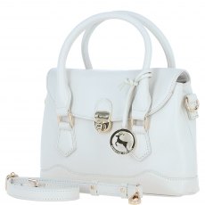 Ashwood Leather Twist Lock Compact Flap Handbag - White Y-55