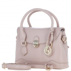 Ashwood Leather Twist Lock Compact Flap Handbag - Beige Y-55