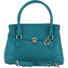 Ashwood Leather Twist Lock Large Flap Handbag with Crossbody Strap - Green Y-56