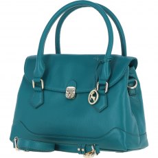 Ashwood Leather Twist Lock Large Flap Handbag with Crossbody Strap - Green Y-56