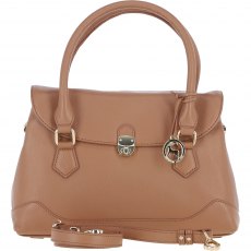 Ashwood Leather Twist Lock Large Flap Handbag with Crossbody Strap - Butterscotch Y-56