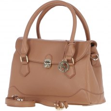 Ashwood Leather Twist Lock Large Flap Handbag with Crossbody Strap - Butterscotch Y-56