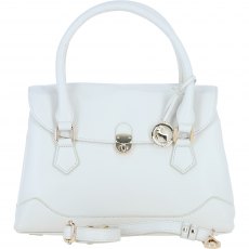 Ashwood Leather Twist Lock Large Flap Handbag with Crossbody Strap - White Y-56