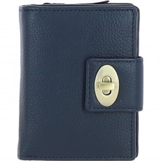 Ashwood Leather Twist Lock Purse - Navy Y-60