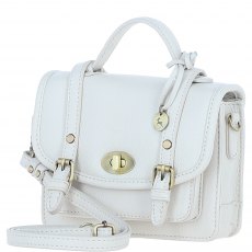 Ashwood Leather Twist Lock Small Satchel - White Y-61