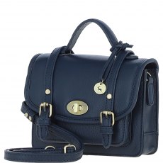 Ashwood Leather Twist Lock Small Satchel - Navy Y-61