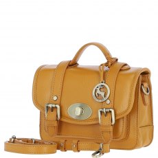 Ashwood Leather Twist Lock Medium Satchel - Mustard Y-62