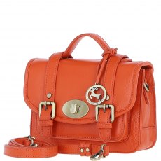Ashwood Leather Twist Lock Medium Satchel - Orange Y-62