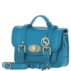 Ashwood Leather Twist Lock Medium Satchel - Turquoise Y-62