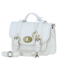 Ashwood Leather Twist Lock Medium Satchel - White Y-62